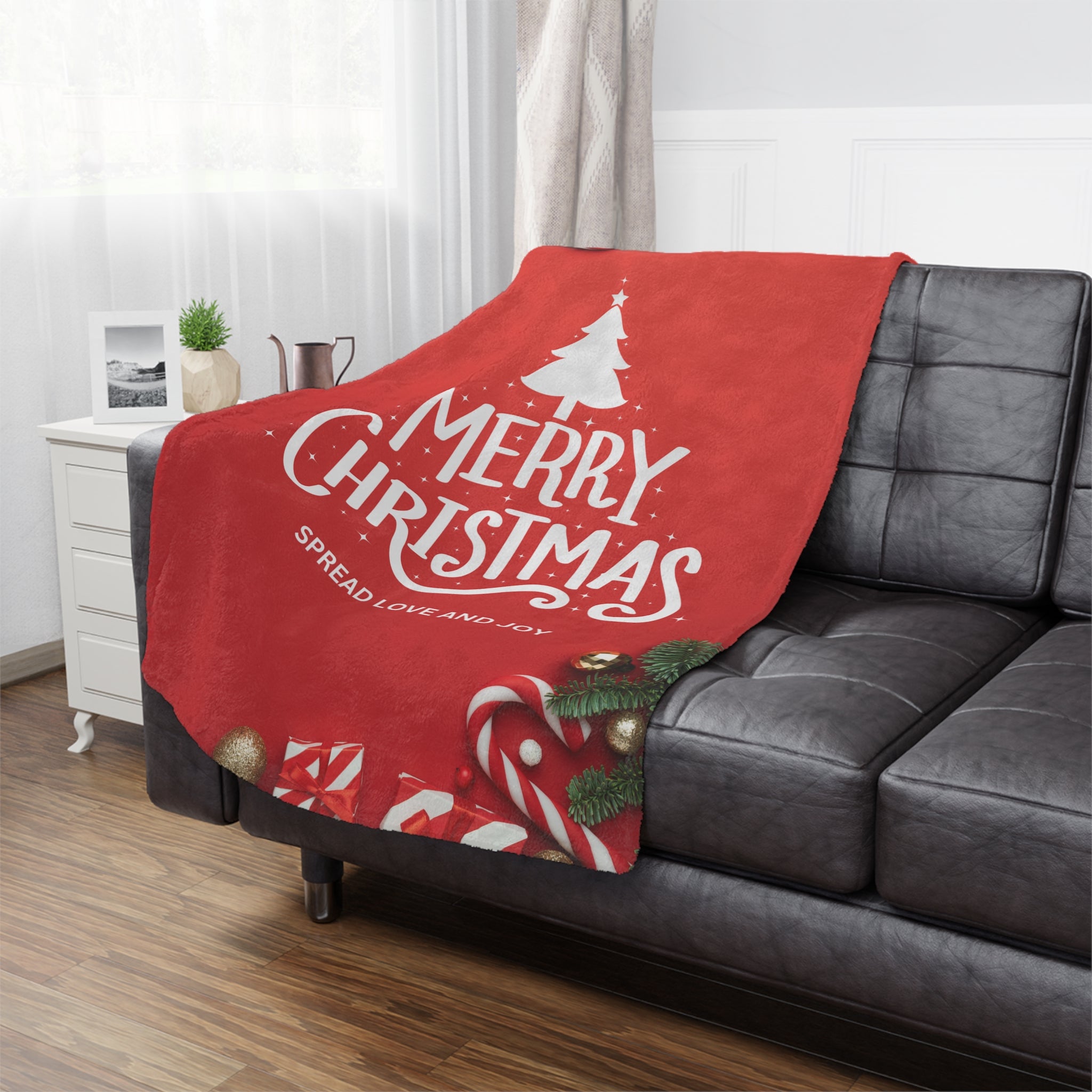 Merry Christmas, Spread Love and Joy Printed Minky Blanket