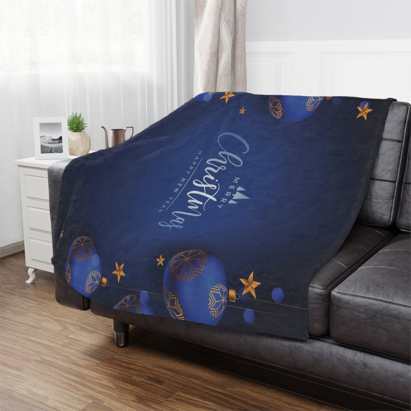 Dark Blue Christmas Minky Blanket