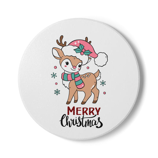 Merry Christmas Reindeer Coaster – Festive Holiday Accessory