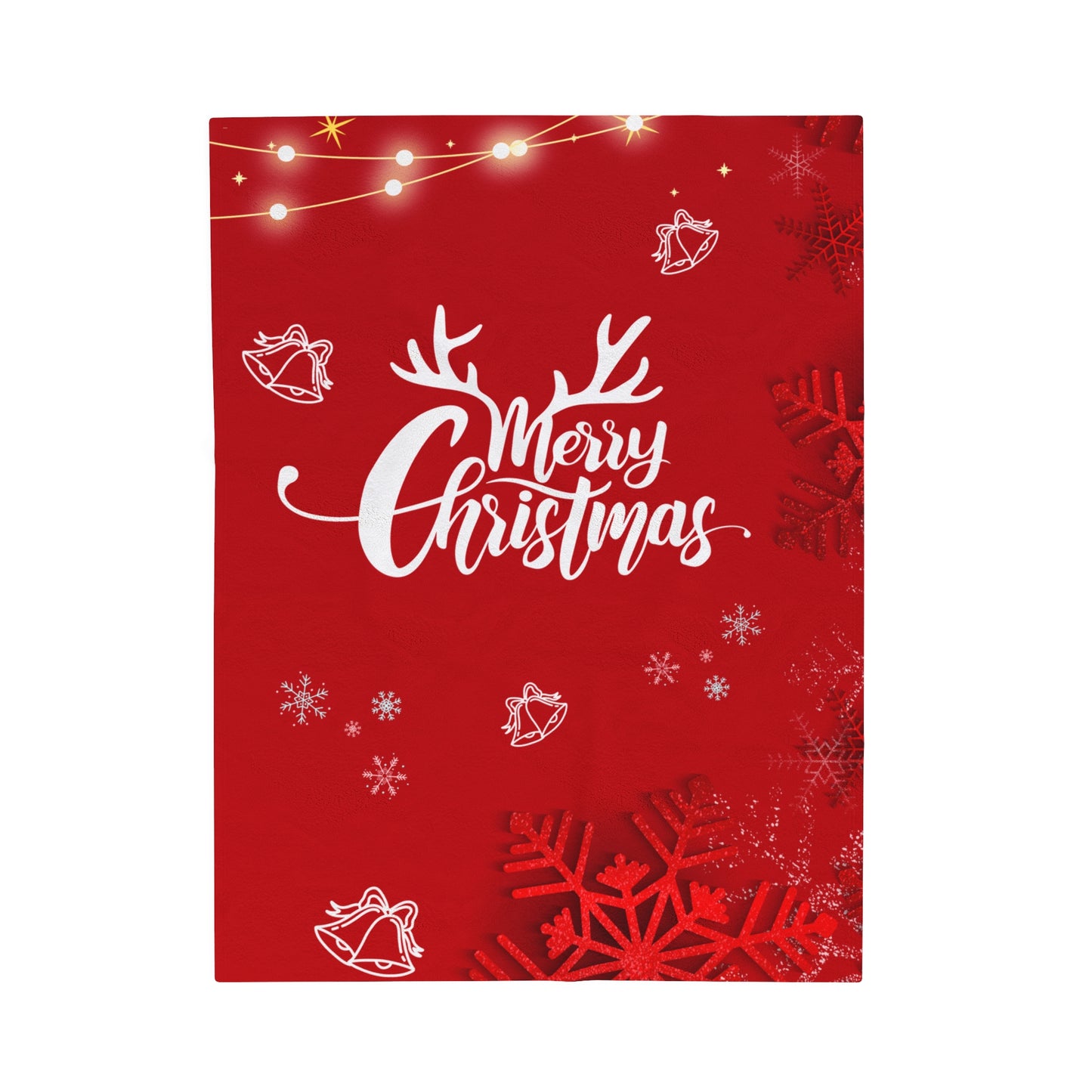 Merry Christmas in Red Printed Velveteen Plush Blanket