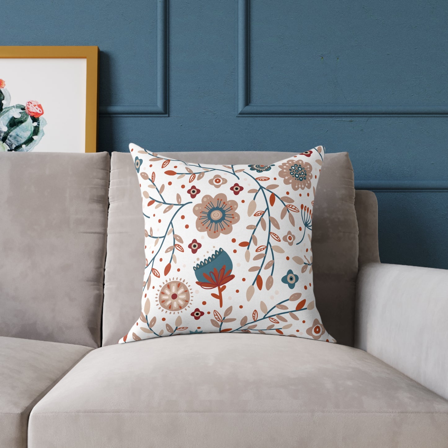 Whimsical Floral Throw Pillow – Boho Decorative Cushion