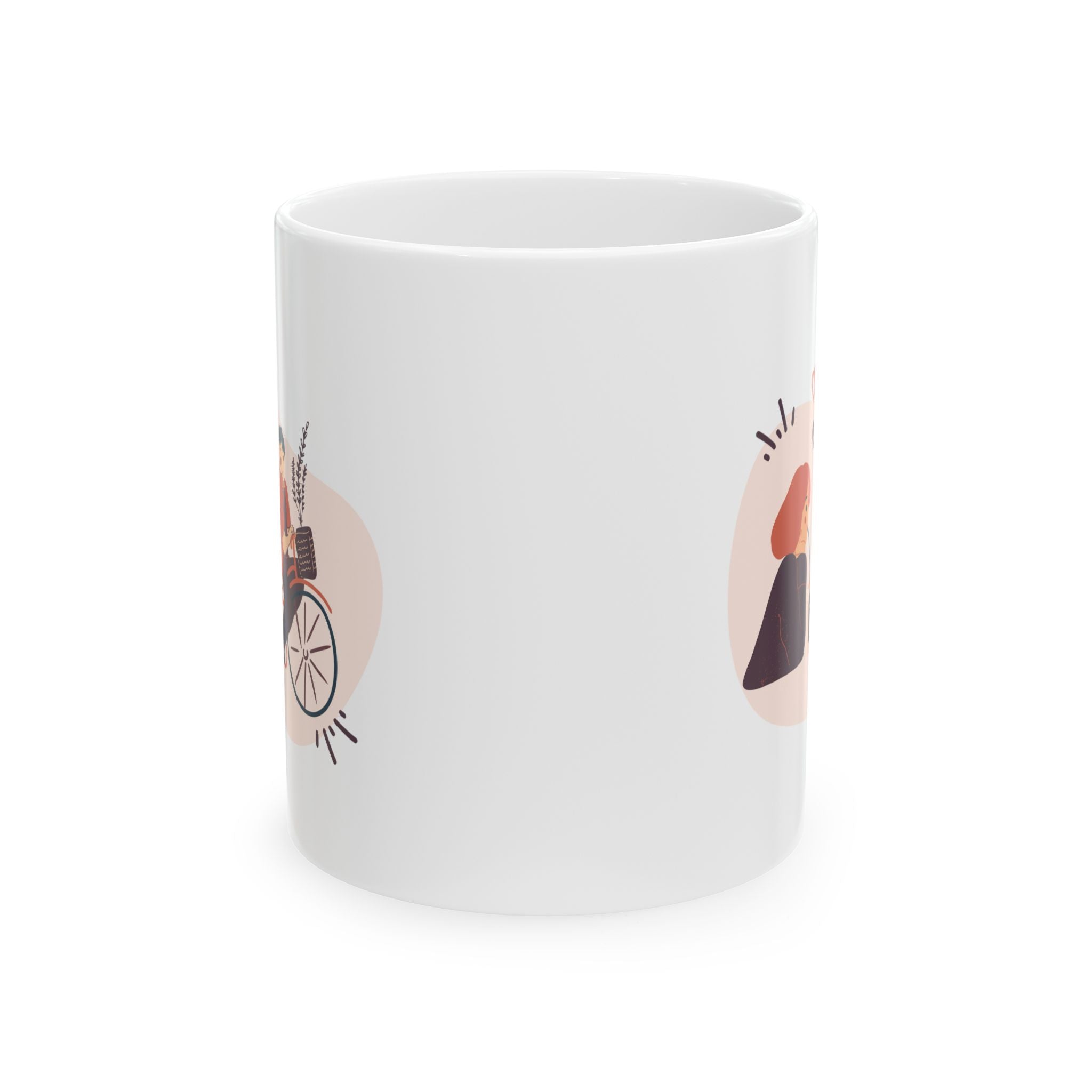 Ceramic Coffee Mug with Couple Illustration and Heart Design, 11oz