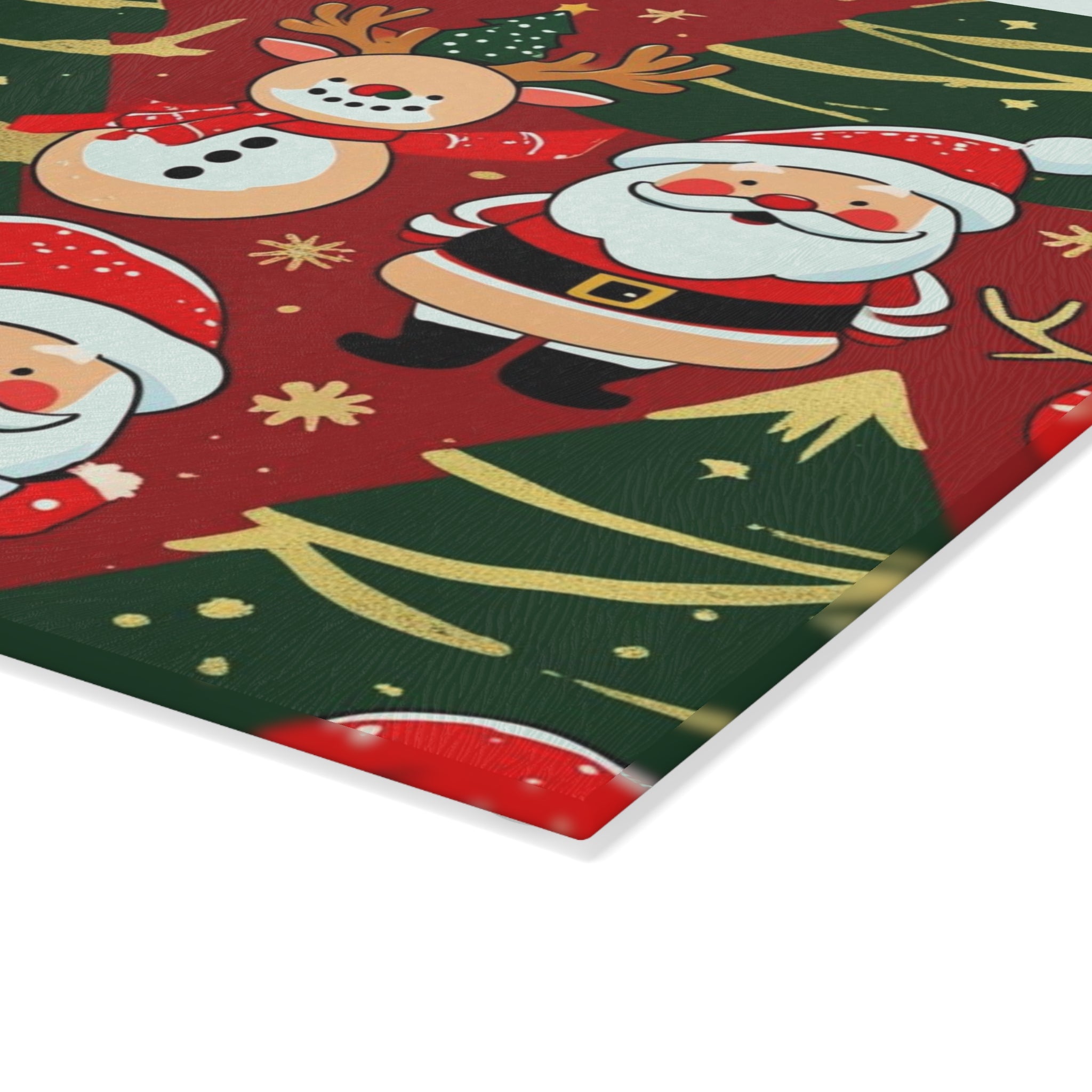Cheerful Christmas Placemat with Santa, Snowman, and Reindeer Pattern