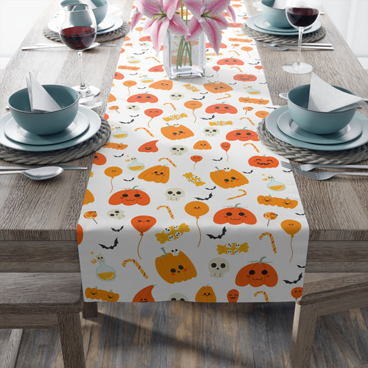 Halloween Party Table Runner – Playful Pumpkins & Potion Dining Decor