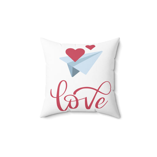 Love Paper Airplane Decorative Pillow – Double-Sided Print, Indoor Accent
