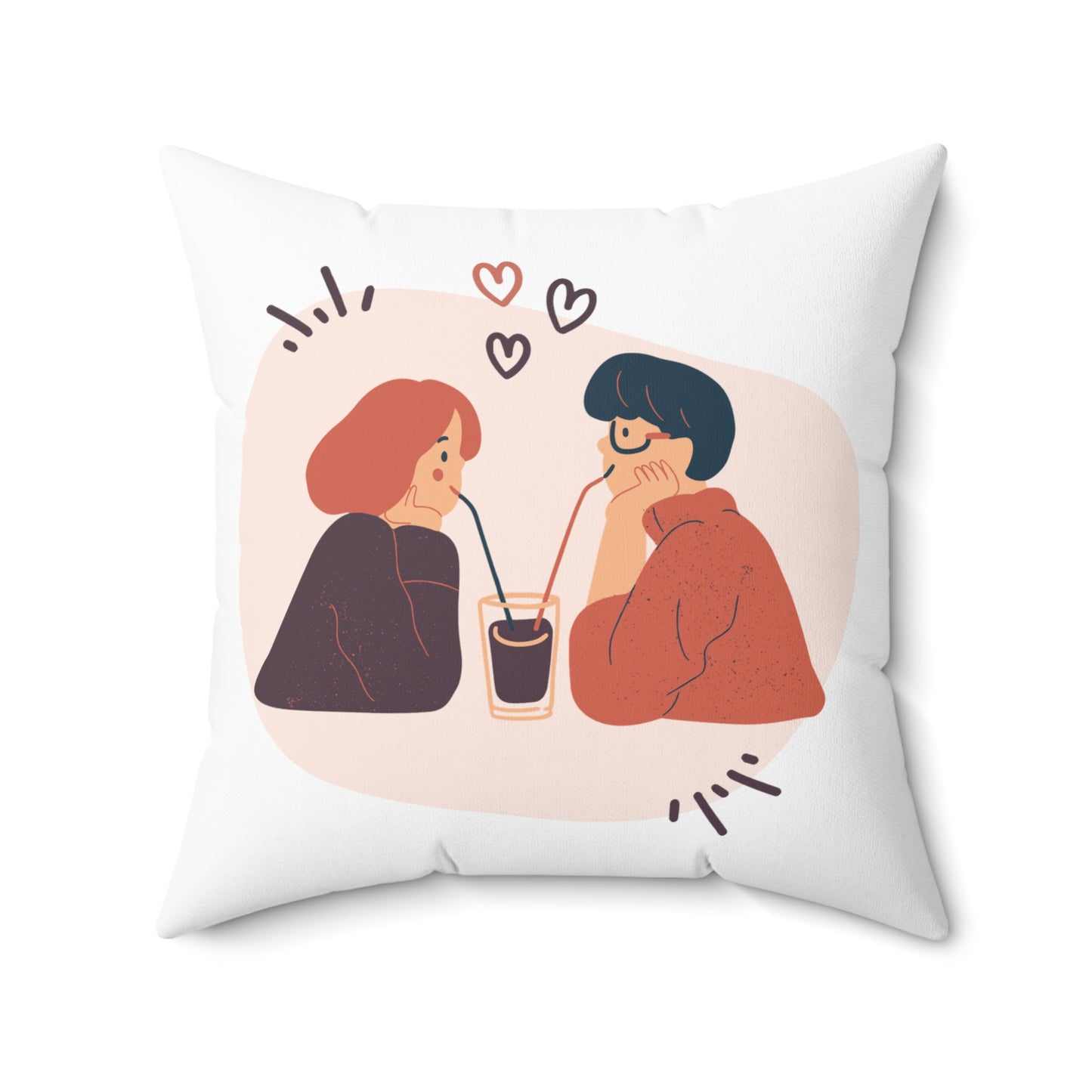 Couple on Cycle Printed Sqaure Pillow Case for Valentine
