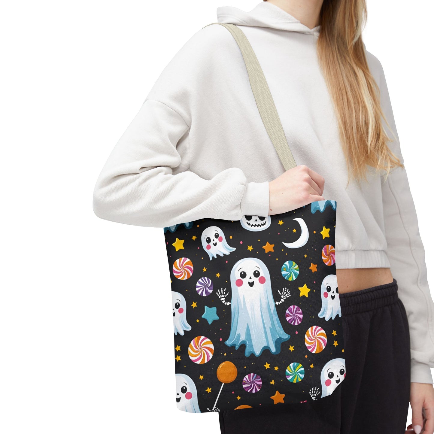 Halloween Canvas Tote Bag, Reusable and Stylish Bag for Trick-or-Treat Adventures, Halloween Parties, and Daily Use