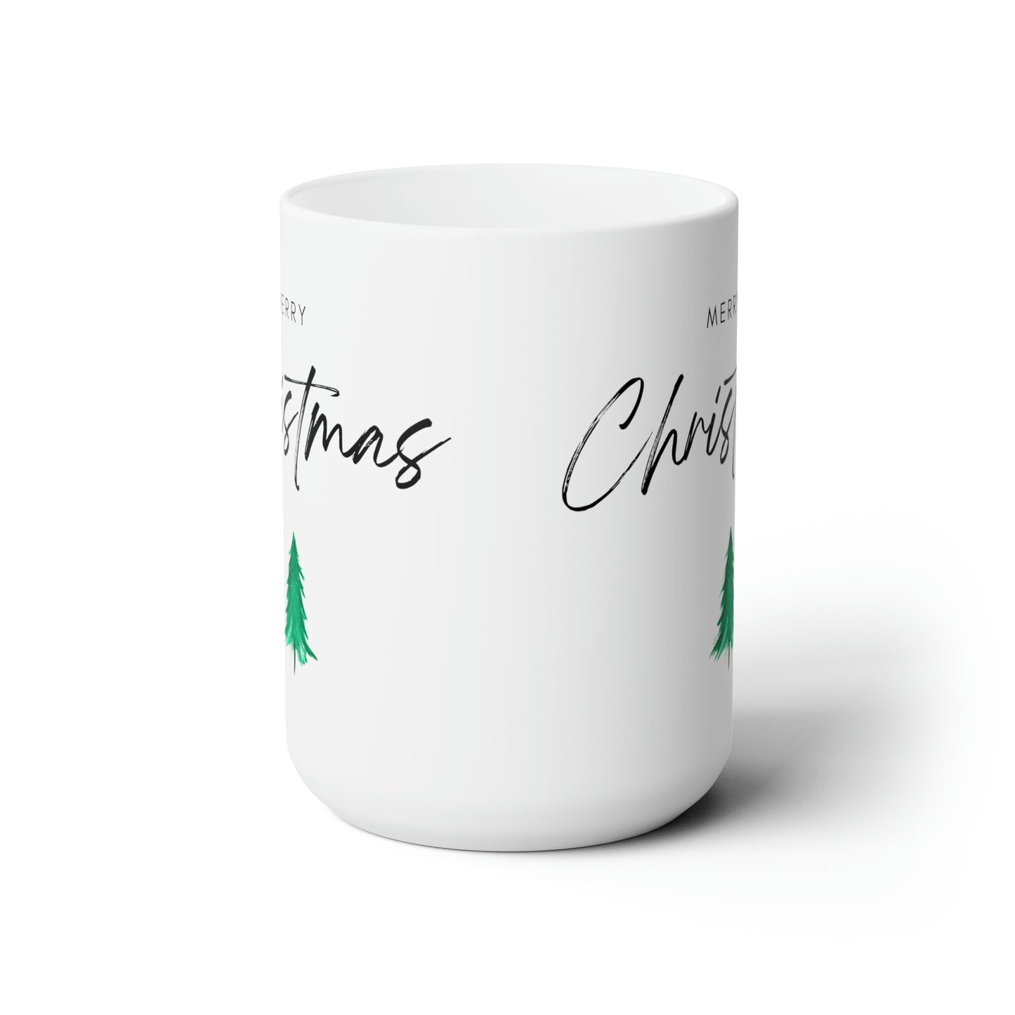 Merry Christmas Green Tree Printed Ceramic Mugs, 15oz