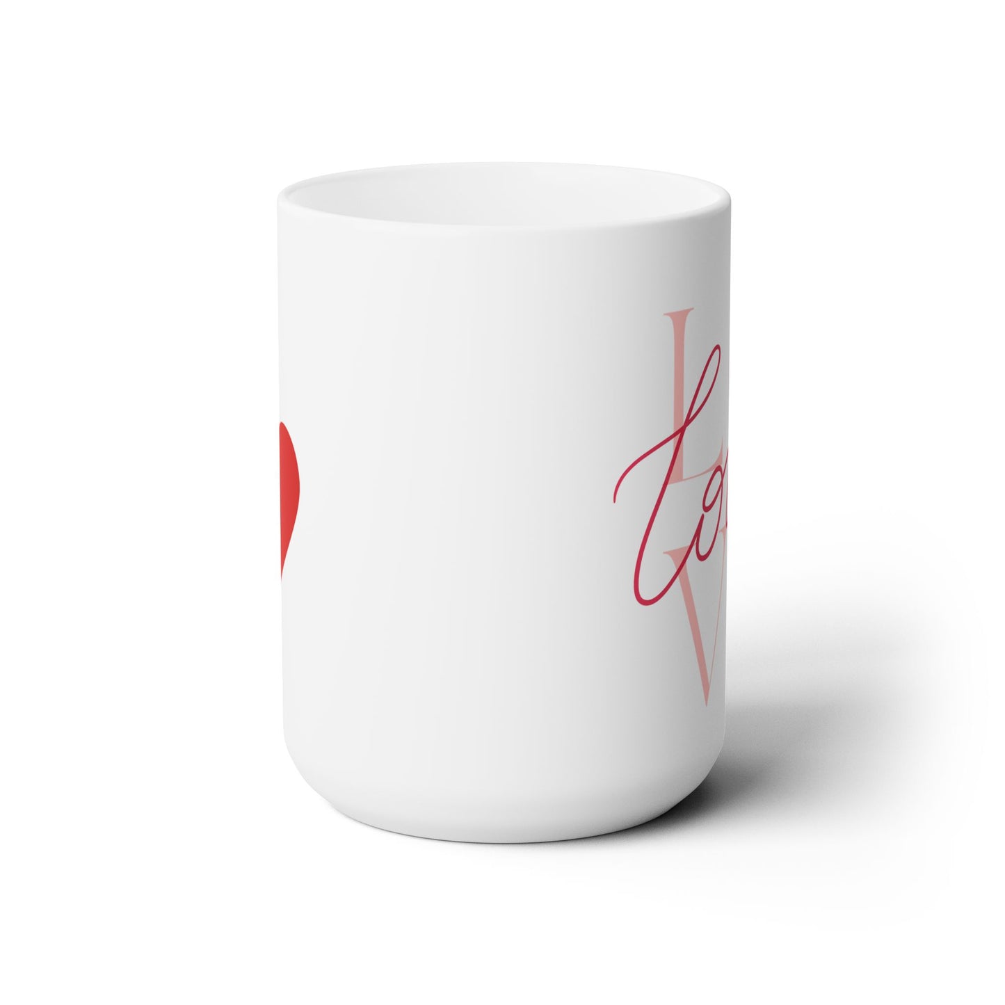 Ceramic Mug – LOVE Typography & Red Heart Design