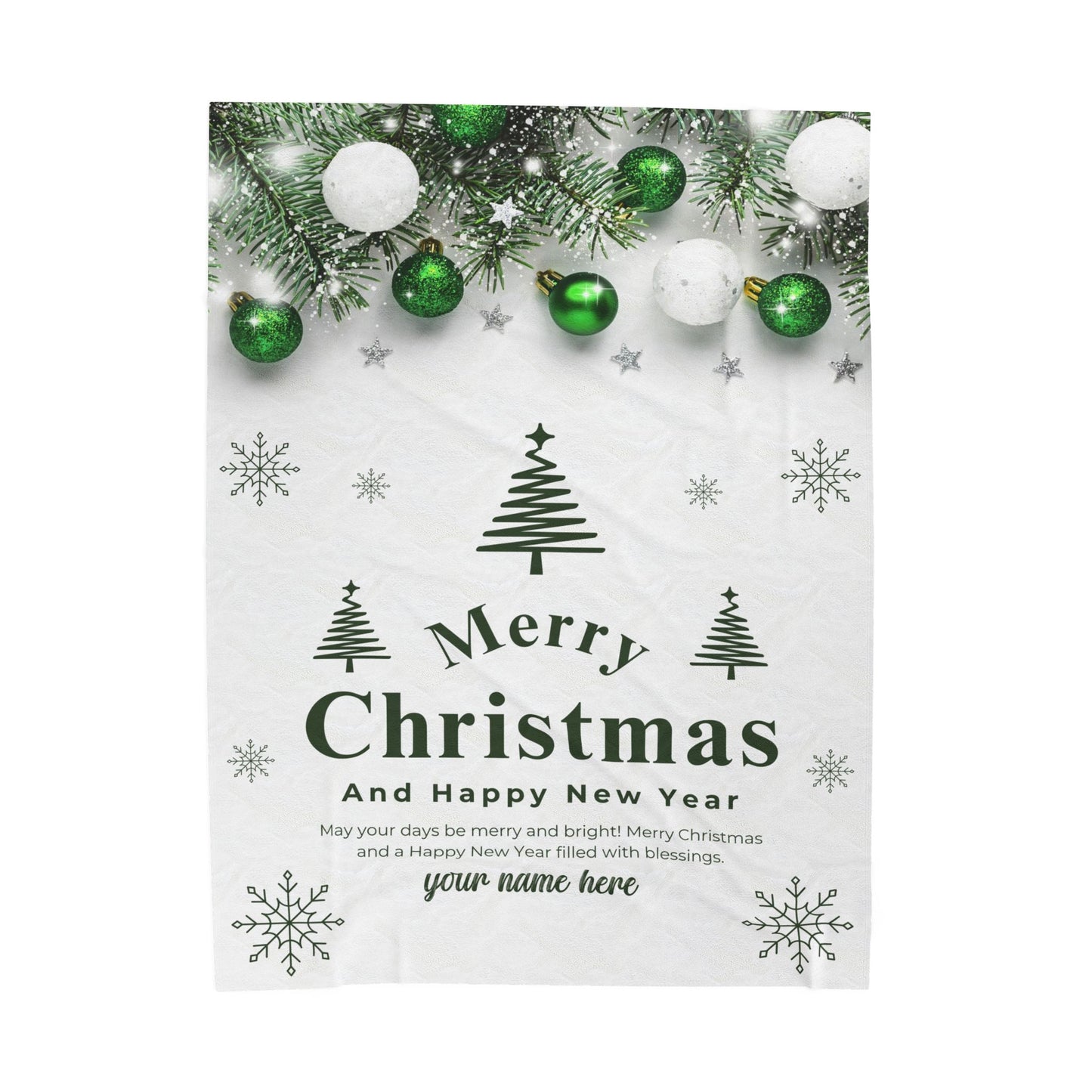 Green Ornament Christmas Blanket – Personalized Holiday Throw for a Merry & Bright Season