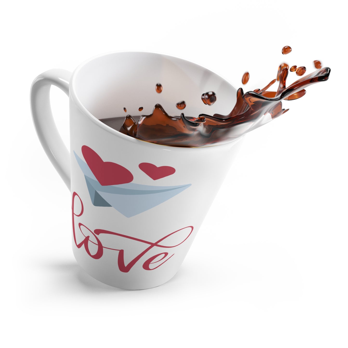 Love With Small Heart Printed Latte Coffee Mug for Valentine's Day, 12oz