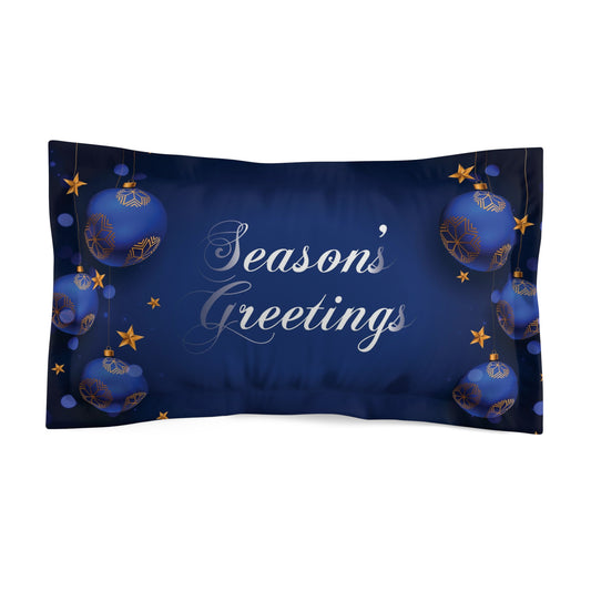 Season's Greetings Microfiber Pillow Sham, Dark Blue for Christmas
