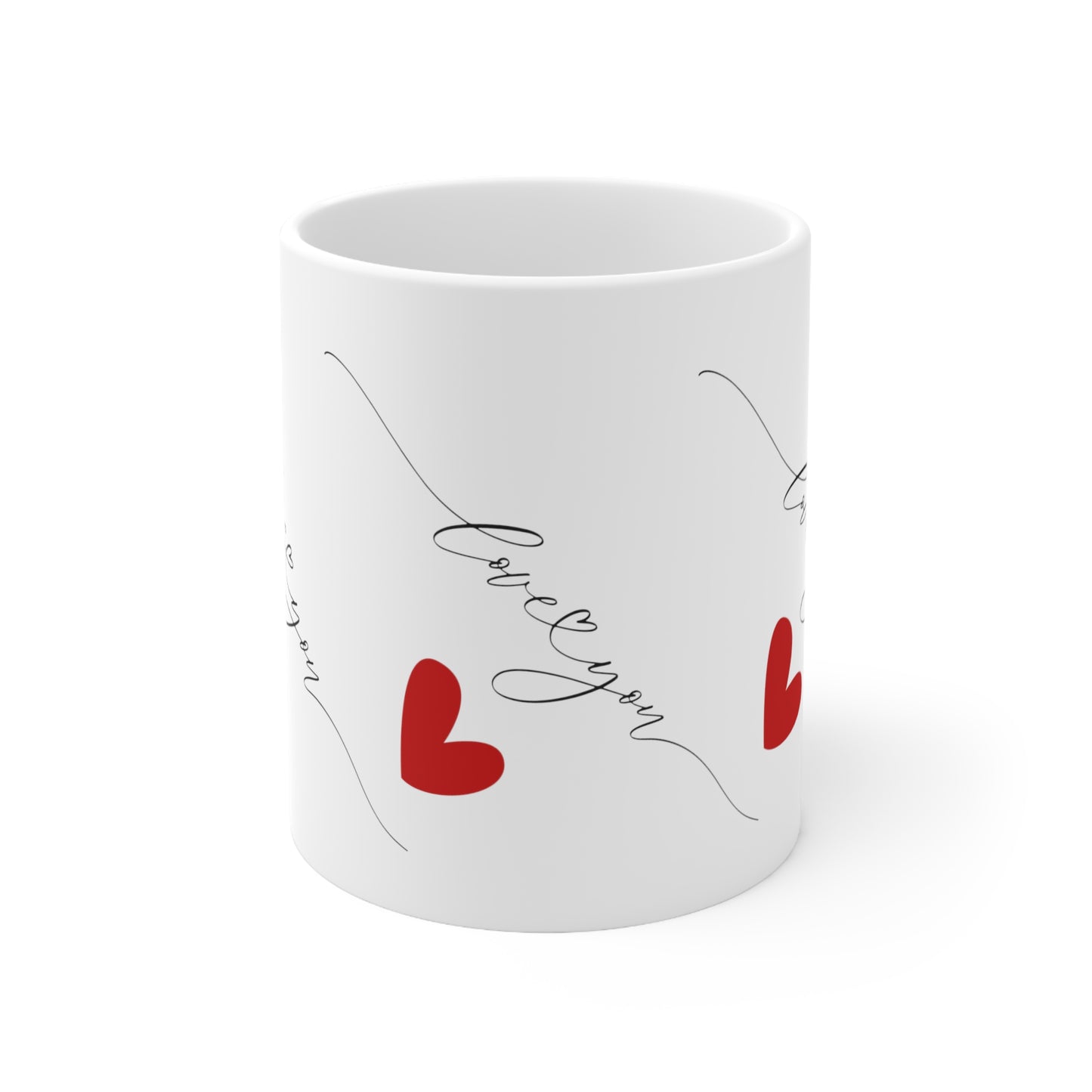 Valentine Ceramic Mug, Love You with Heart Printed Mug, 11oz