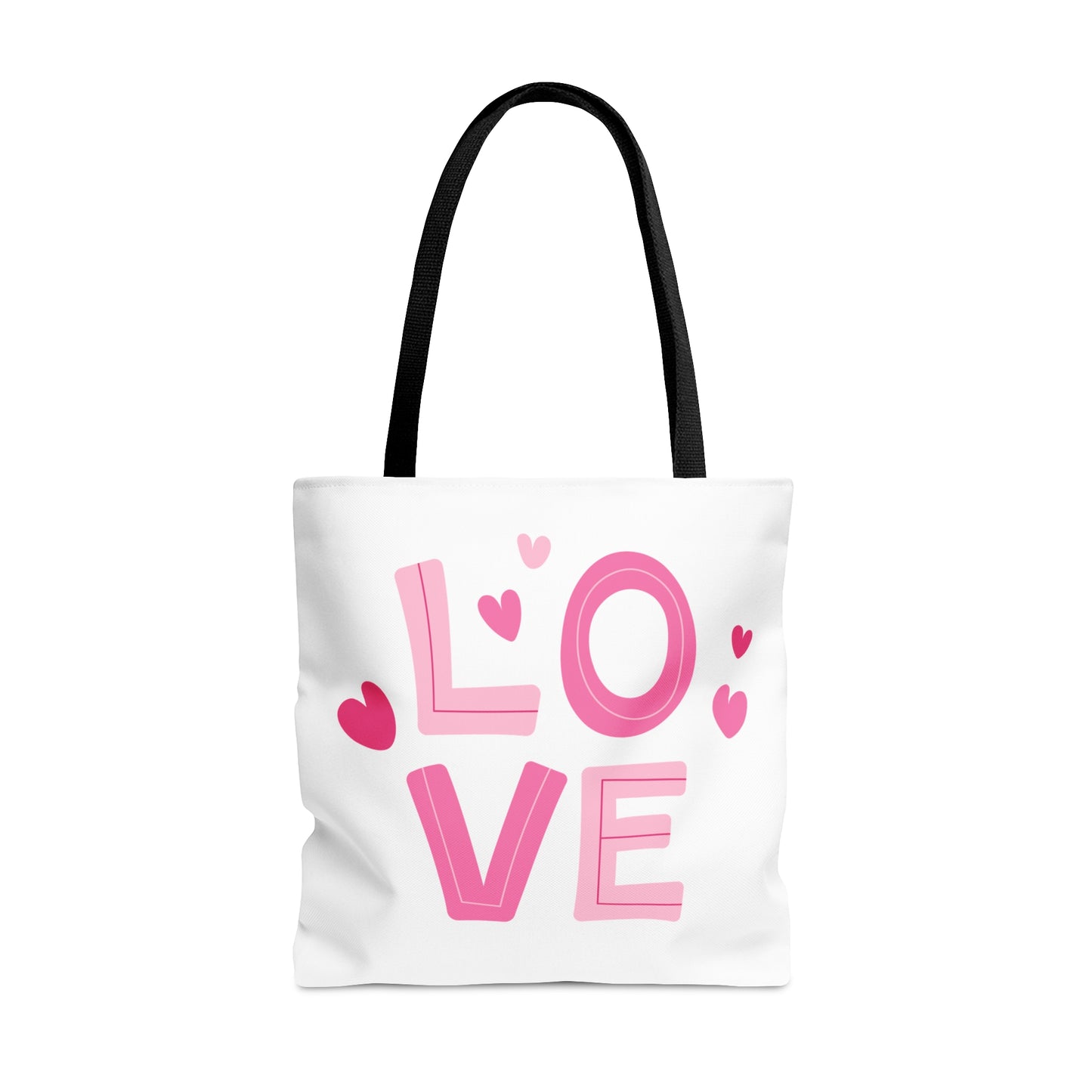 Love with Heart Printed Tote Bag, Valentine's Tote Bag, 3 Sizes