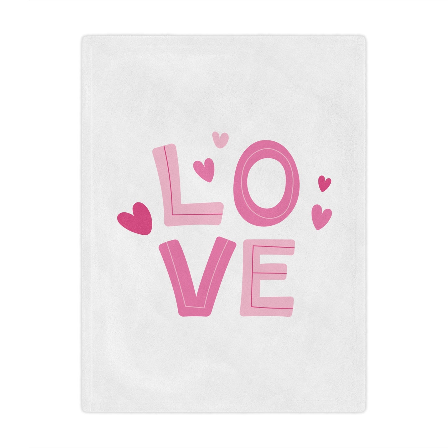 Love with Hearts Printed Velveteen Minky Blanket