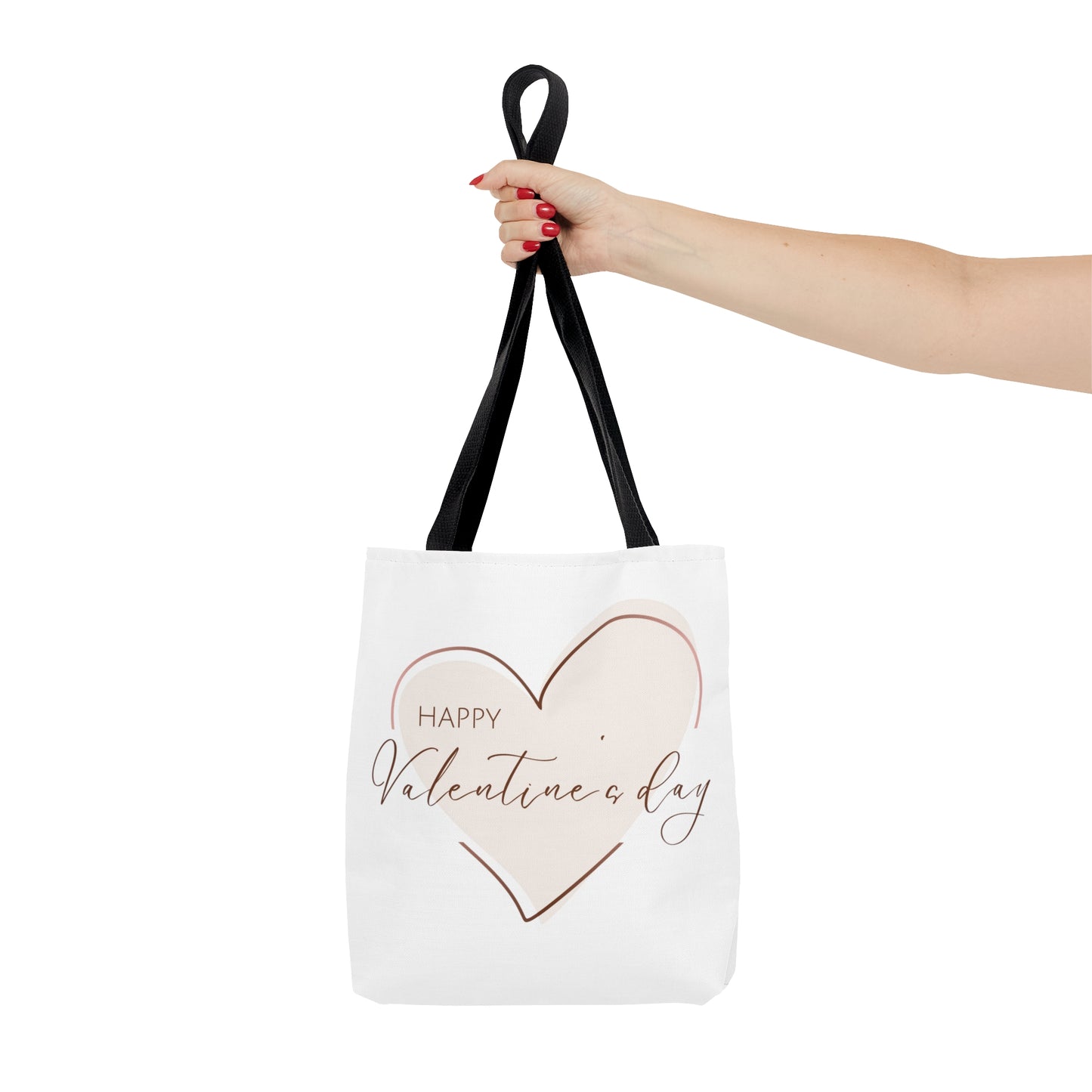 Happy Valentine's Day inside Heart Printed Tote Bag, Reusable Tote Bag for Valentine