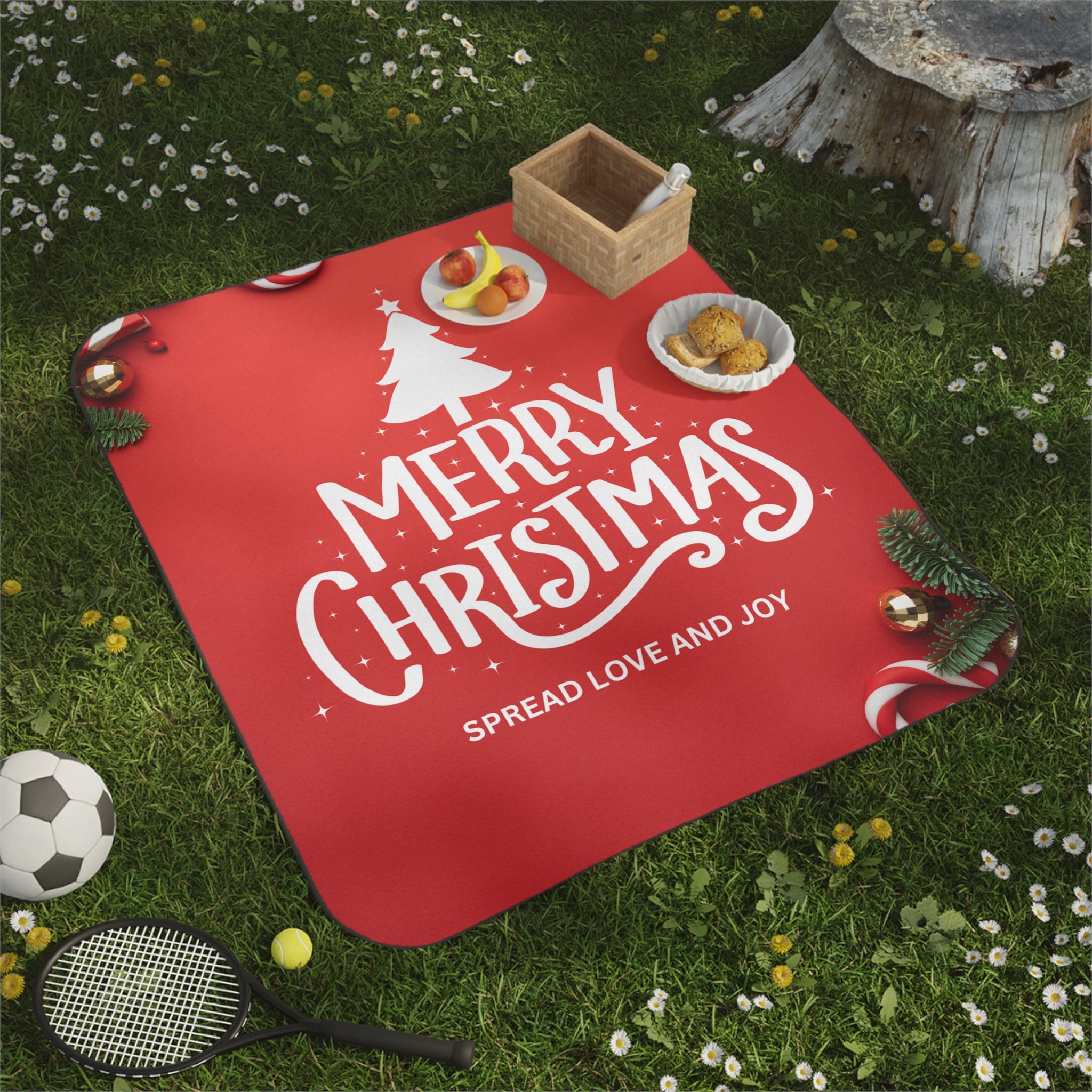 Merry Christmas with Spread Love and Joy Printed Picnic Blanket