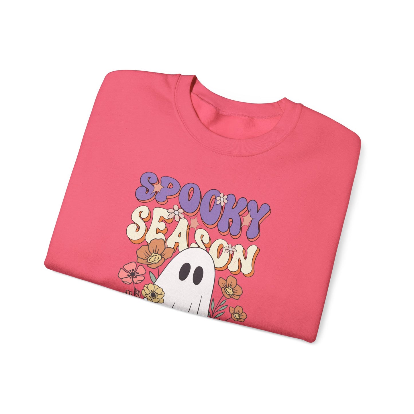 Spooky Season Floral Ghost Sweatshirt – Cozy Halloween Blooms