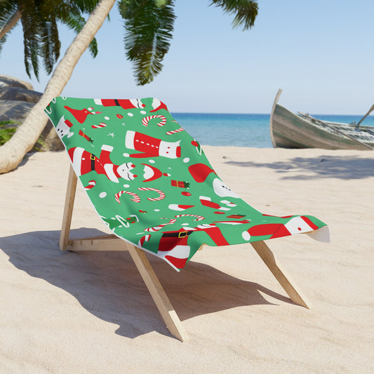Holiday Christmas Beach Towel – Soft & Durable Polyester-Cotton Blend, Vivid Print