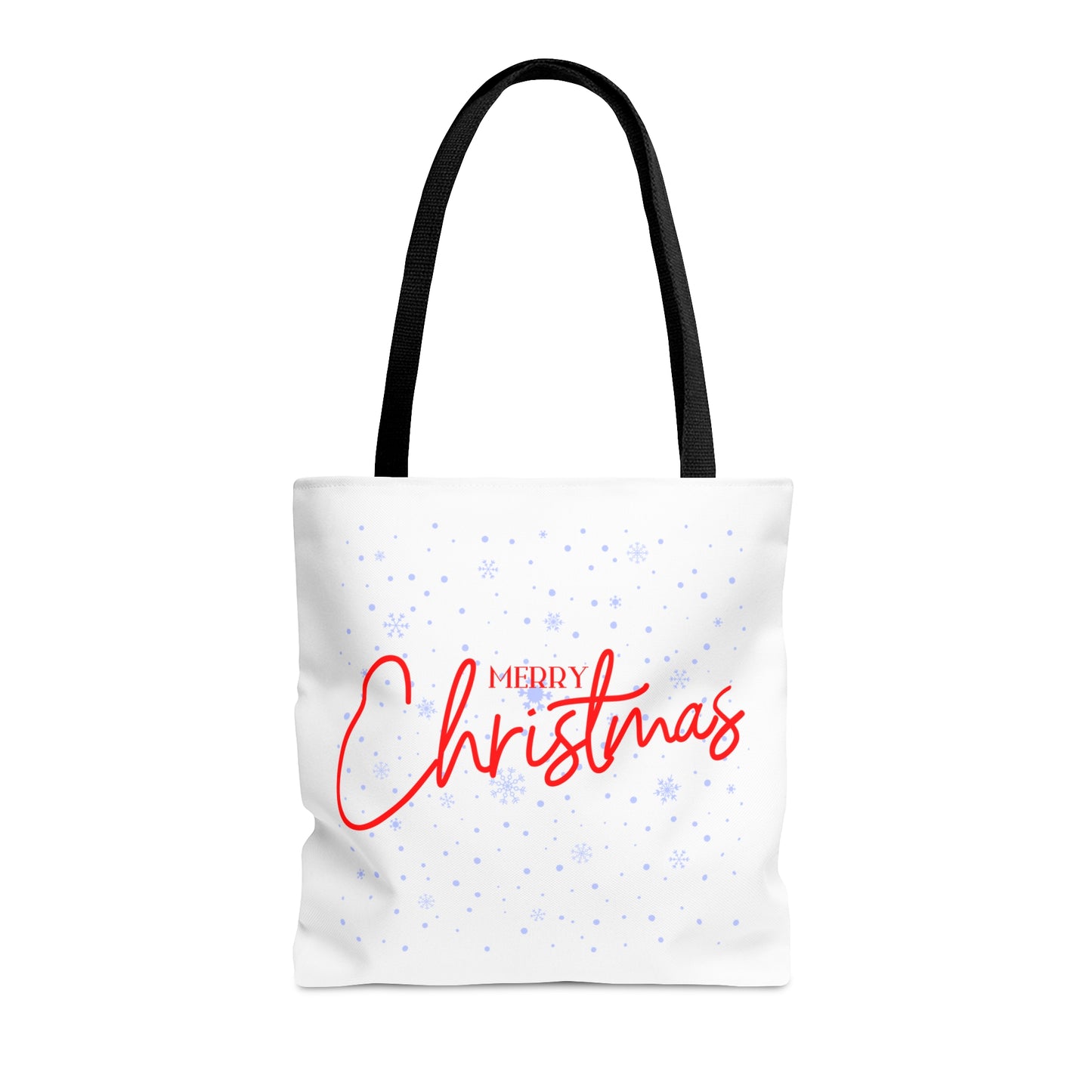 Tote Bag – Red “MERRY Christmas” Text with Snowflake Pattern – Holiday Gift for Seasonal Shoppers