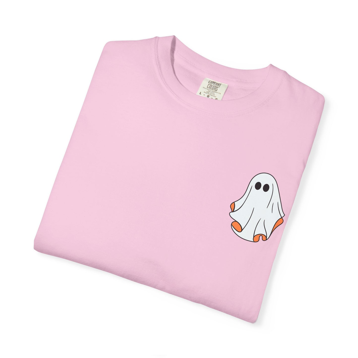Minimal Ghost Halloween T-Shirt – Cute Pocket Graphic Tee for Spooky Season