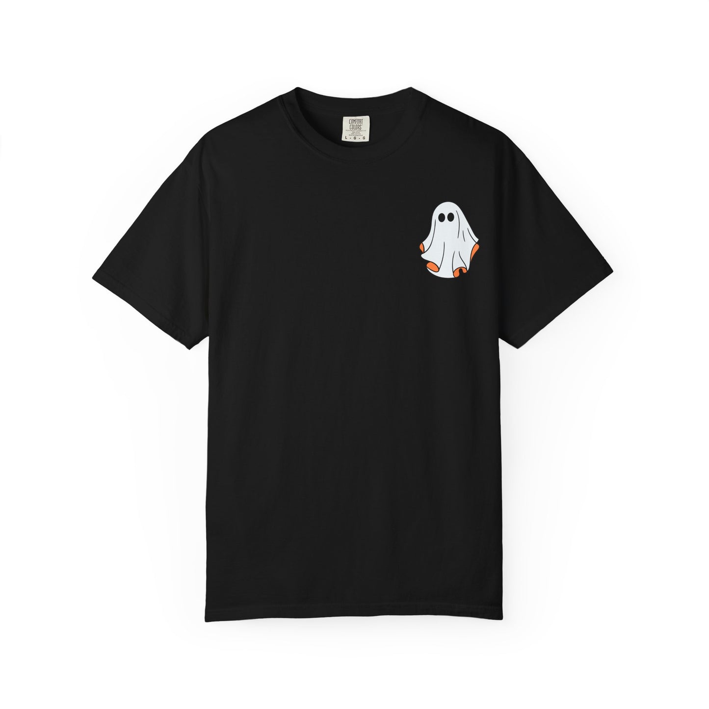 Minimal Ghost Halloween T-Shirt – Cute Pocket Graphic Tee for Spooky Season