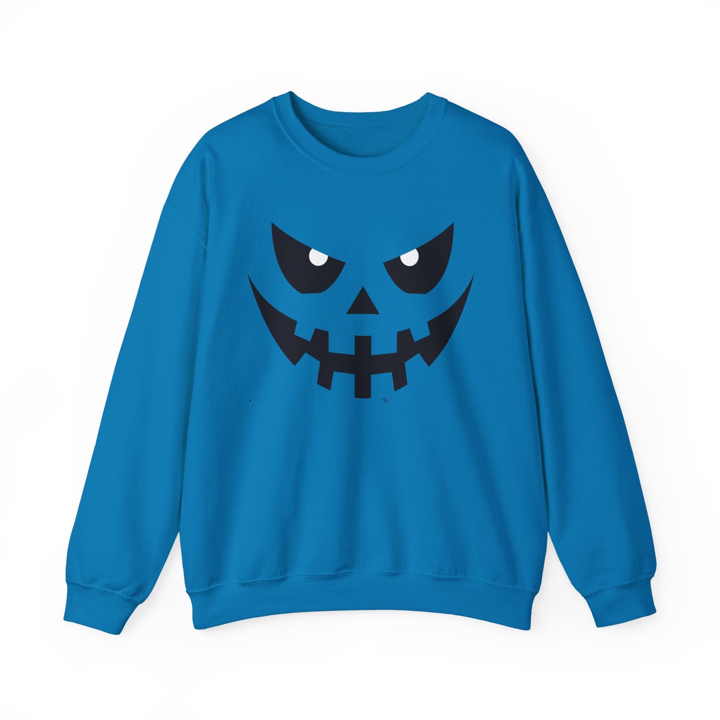 Creepy Pumpkin Face Halloween Sweatshirt – Beige Graphic Pullover for Spooky Season