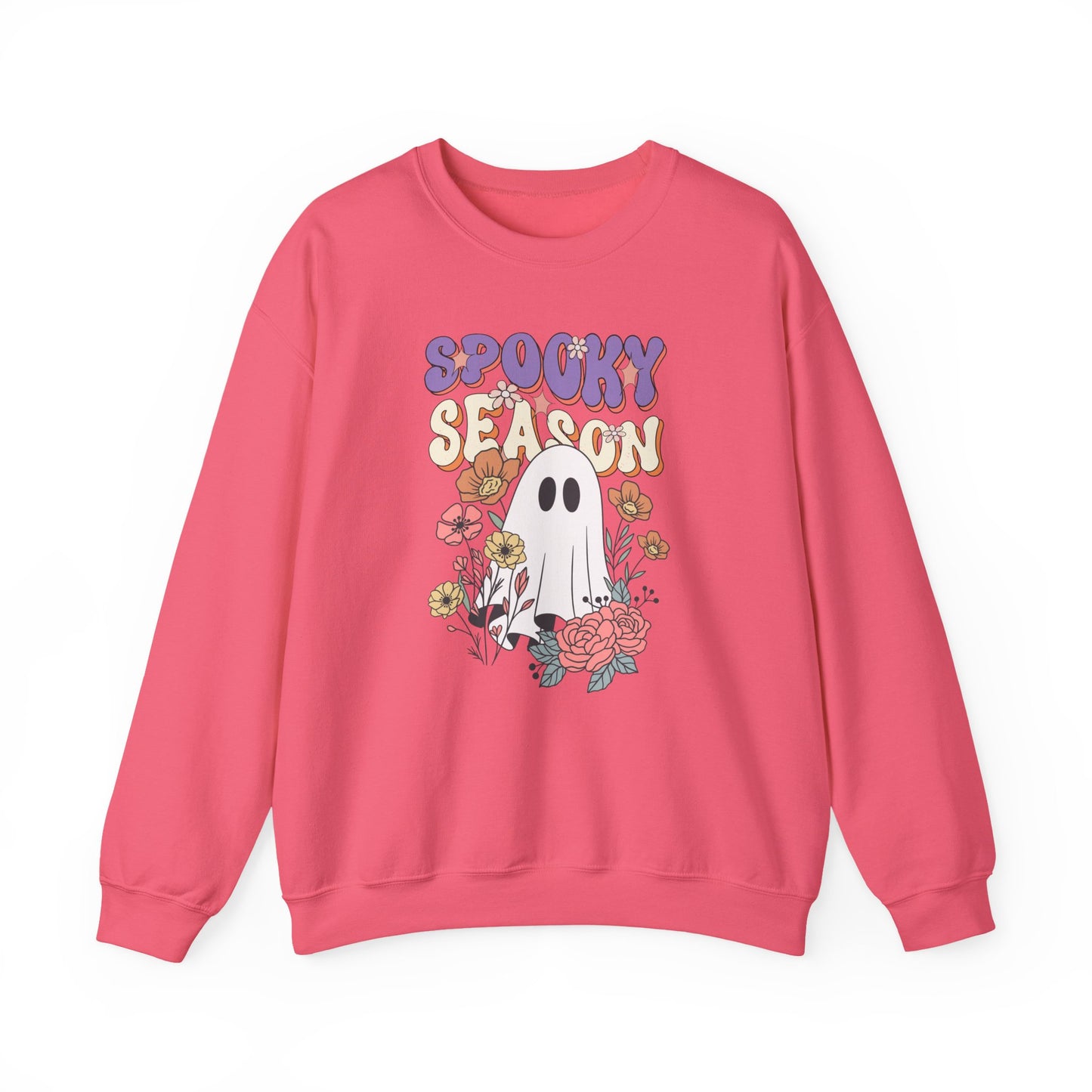 Spooky Season Floral Ghost Sweatshirt – Cozy Halloween Blooms