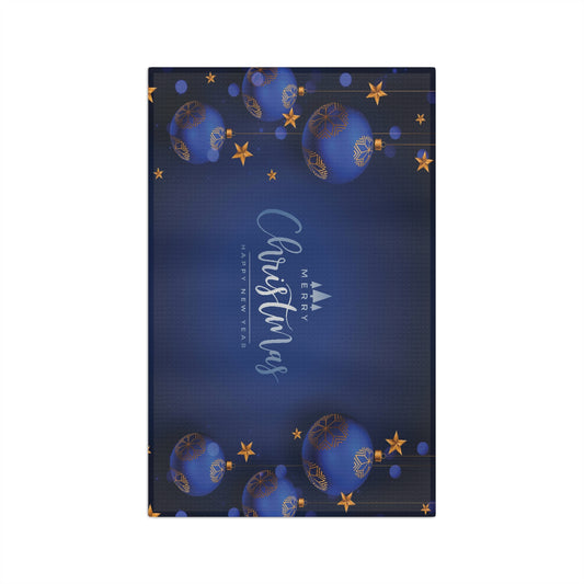 Merry Christmas Printed Soft Tea Towel, Dark Blue