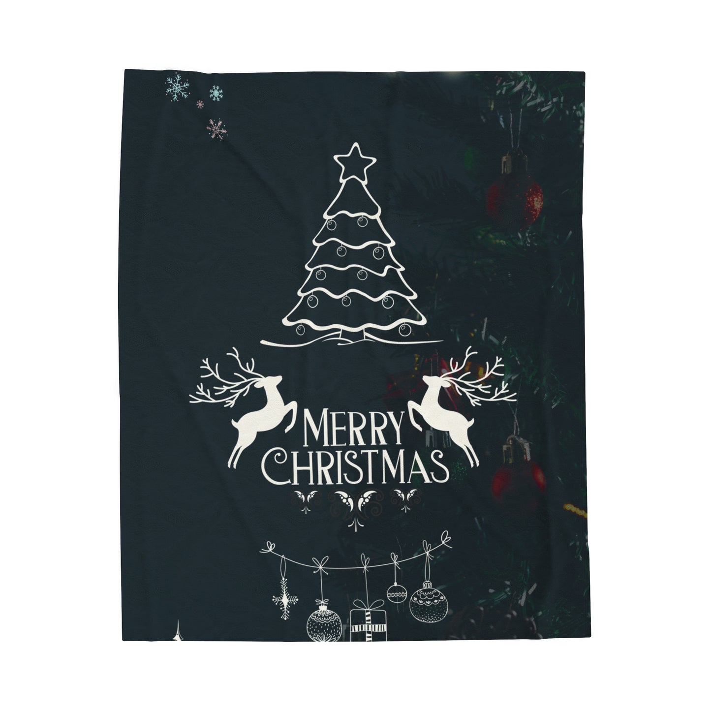Merry Christmas in Blank Printed Velveteen Plush Blanket