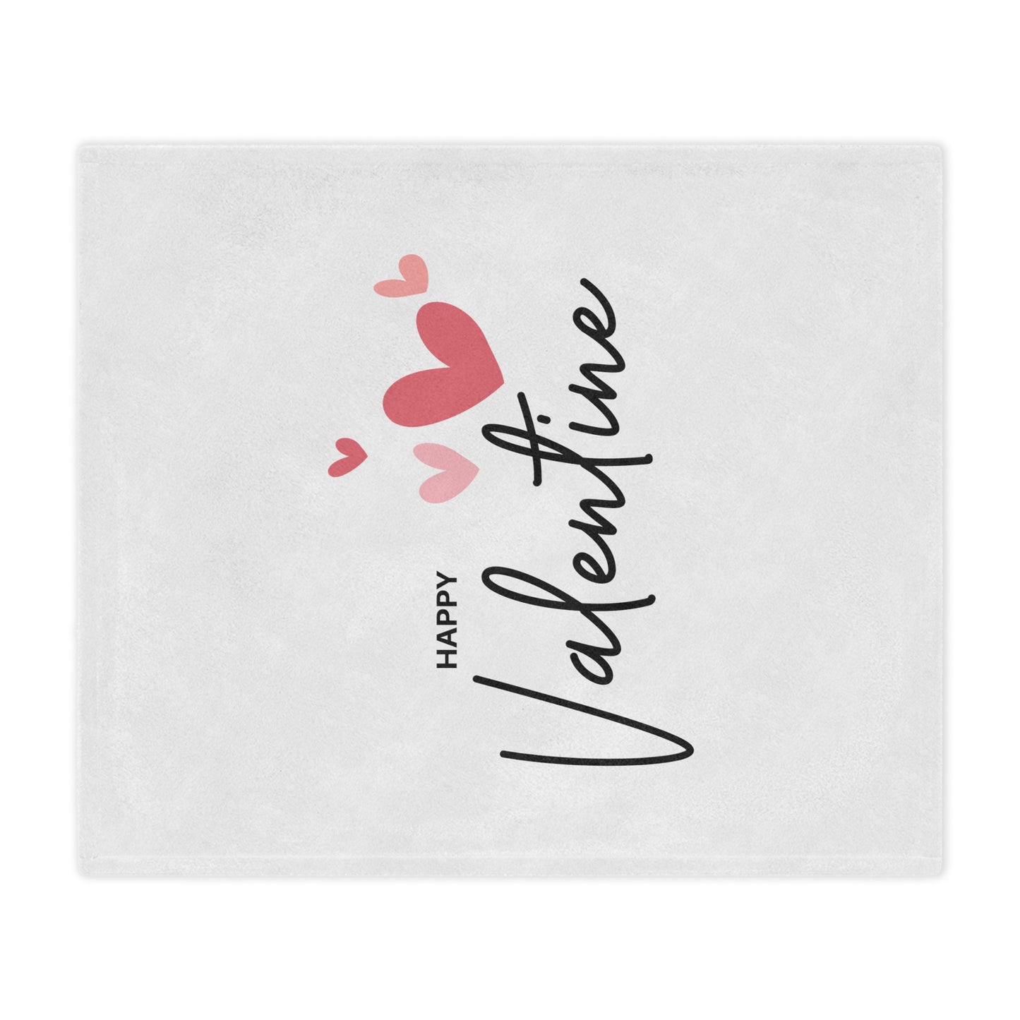 Happy Valentine with Flying Hearts Printed Velveteen Minky Blanket