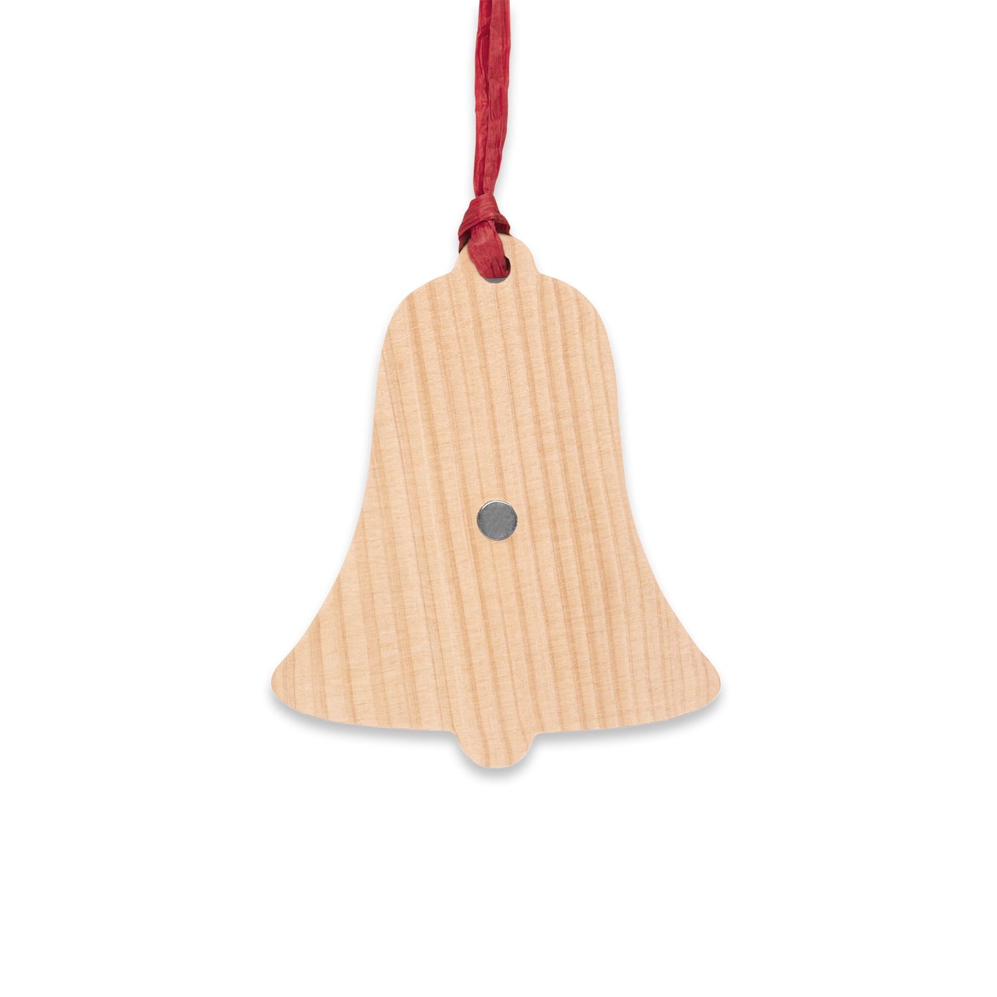 Wooden Ornament – Blue Christmas Stocking with Santa, Snowman & Penguin – Magnetic Holiday Decor with Ribbon