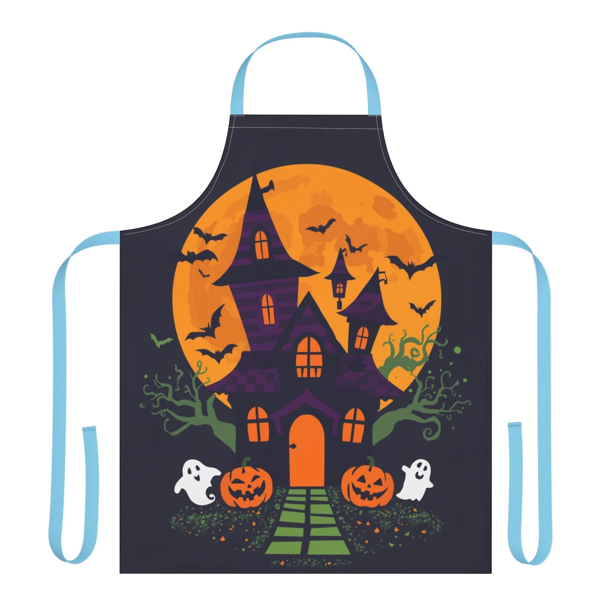 Halloween Apron – Haunted House Festive Apron for Cooking, Baking, and Halloween Parties