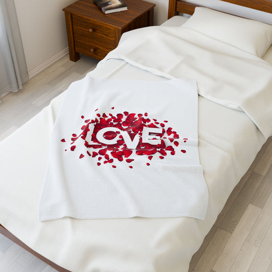 Love with Flowers Printed Velveteen Plush Blanket