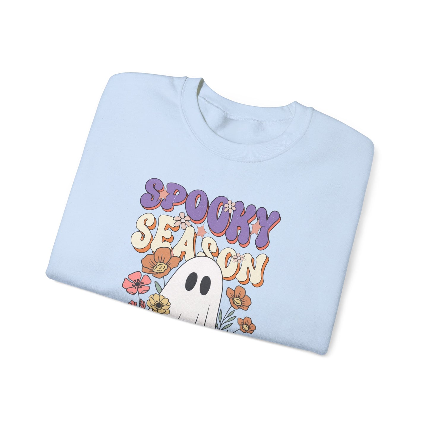 Spooky Season Floral Ghost Sweatshirt – Cozy Halloween Blooms