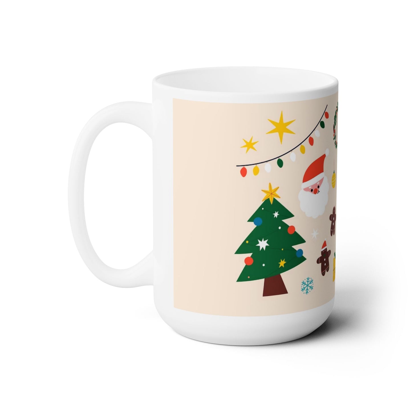 Christmas Ceramic Mug 15oz – Large Holiday Coffee & Tea Cup, Microwave & Dishwasher Safe