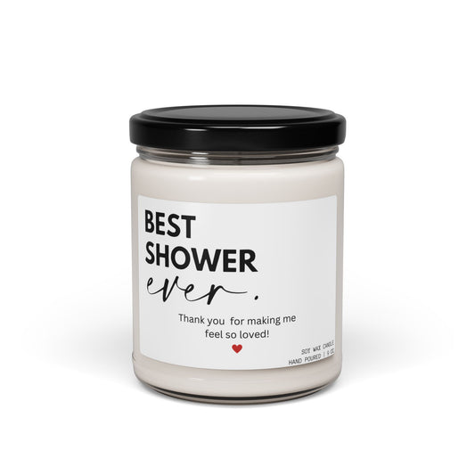 Scented Soy Candle – “Best Shower Ever” Label – Baby Shower Gift, 9oz
