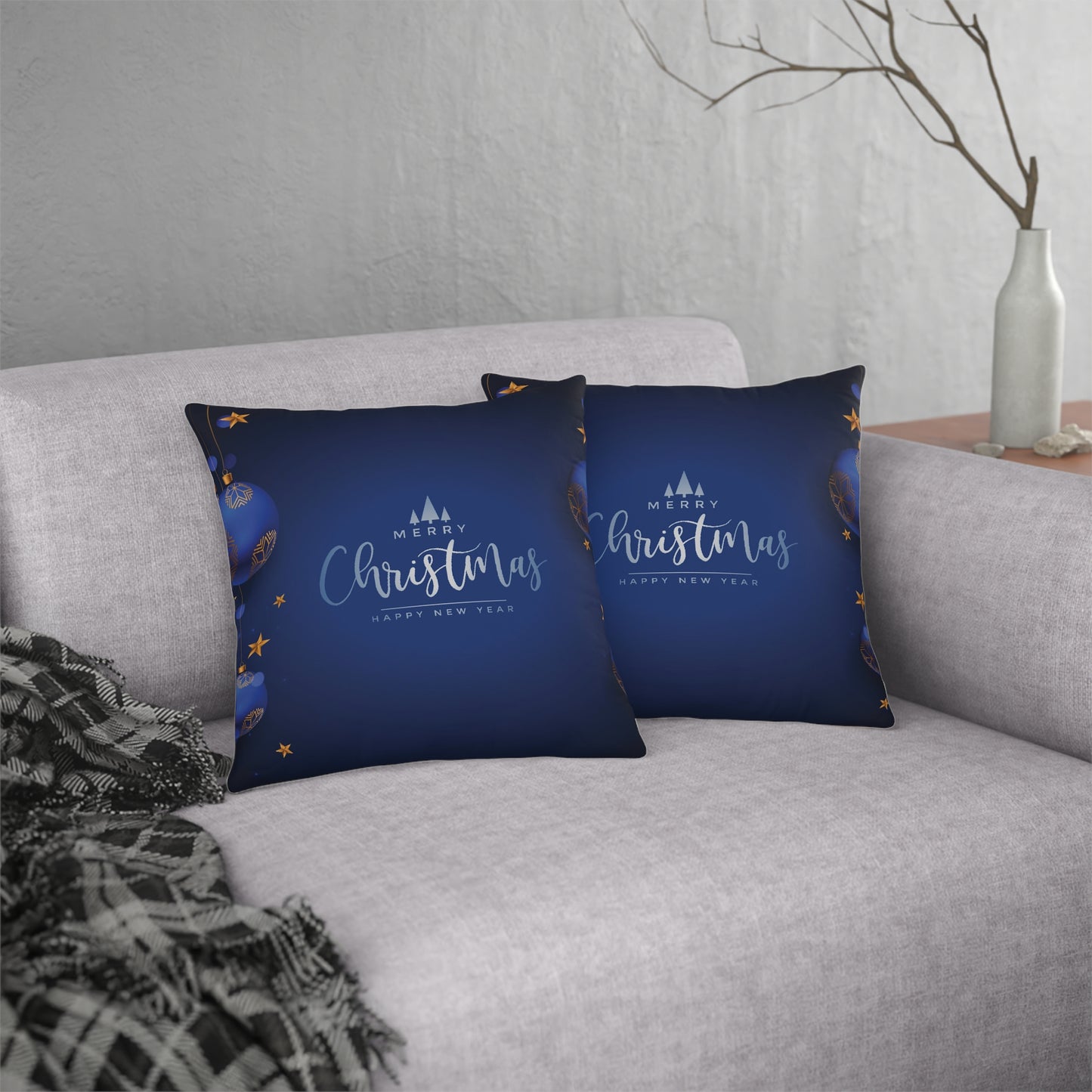 Dark Blue Christmas Waterproof Pillows