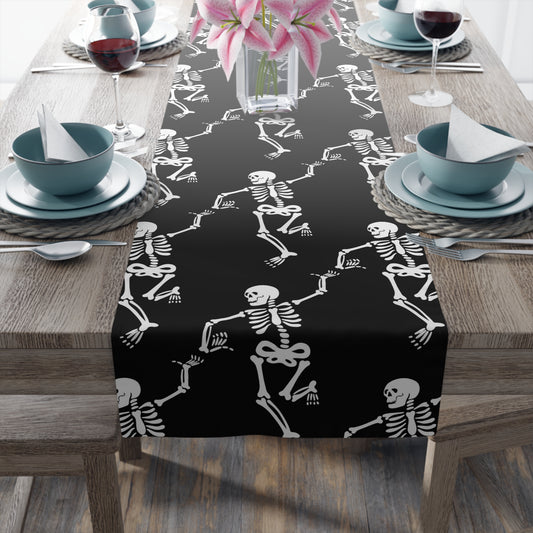 Dancing Skeletons Table Runner – Whimsical Halloween Dining Decor
