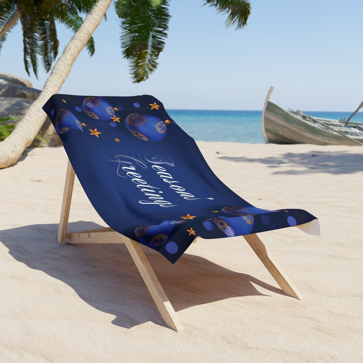 Holiday Beach Towel Season's Greetings Beach Towel, Blue