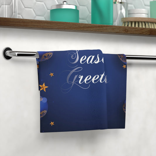 Season's Greetings Face Towel, Blue