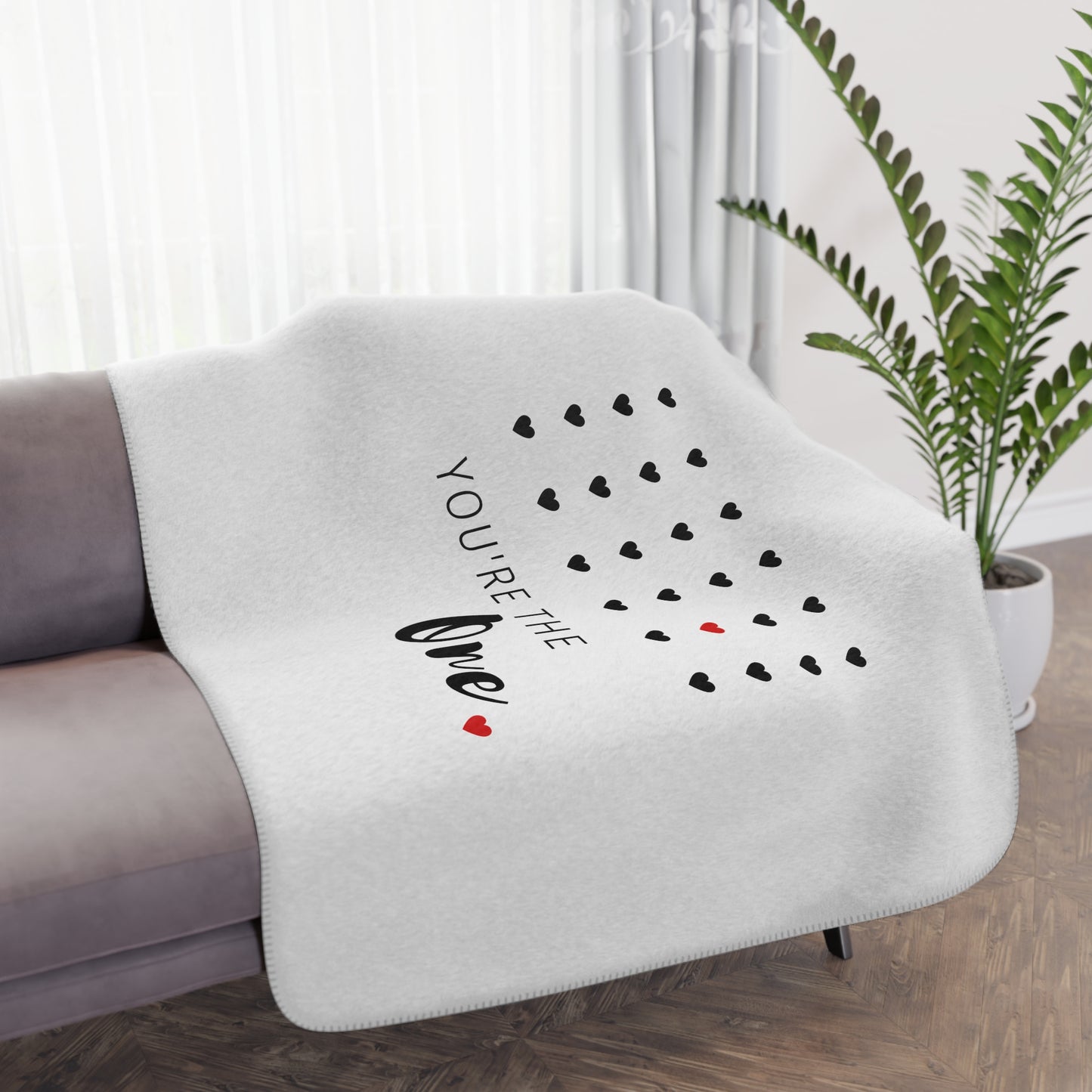 You are the one Printed Tan Sherpa Blanket for Valentines