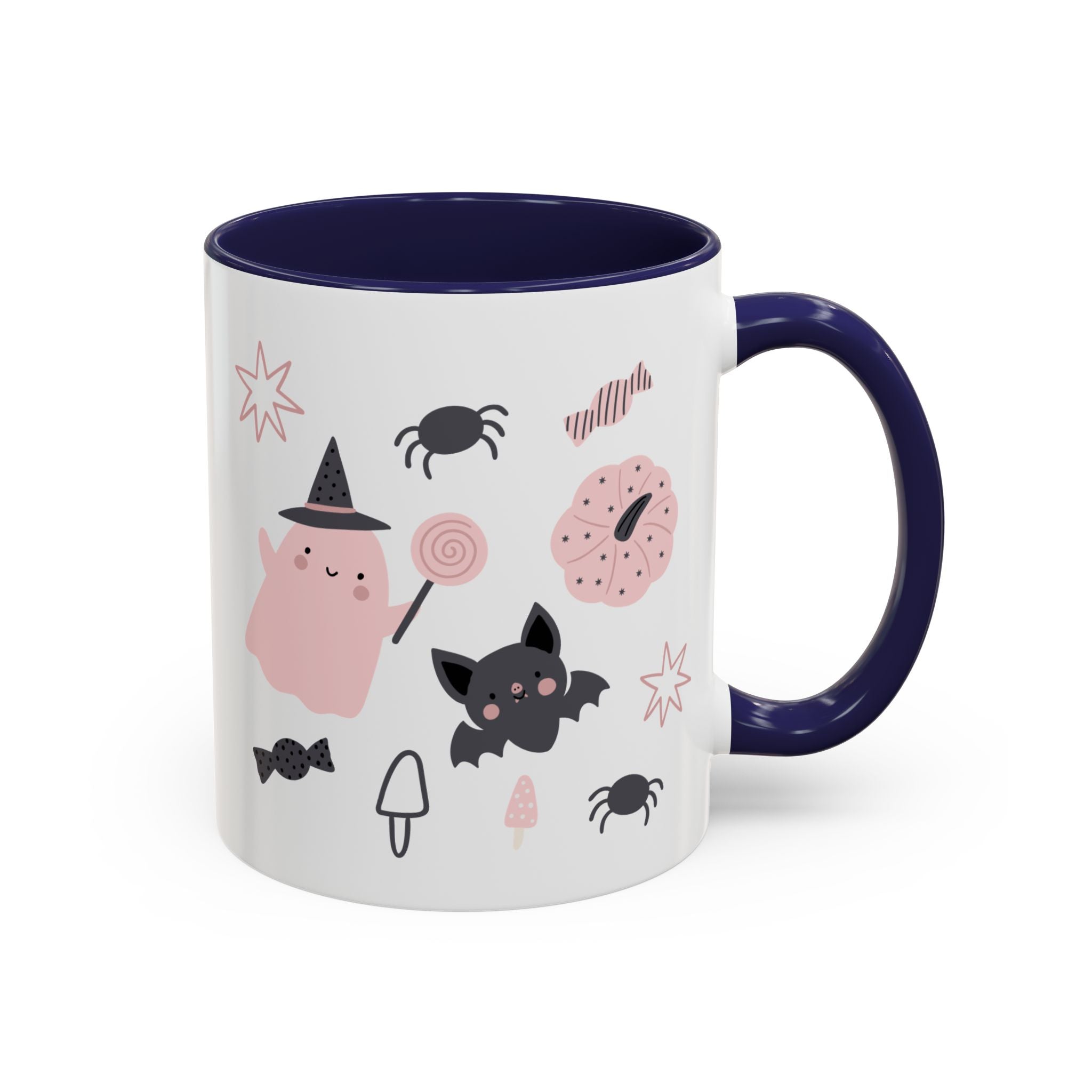 Halloween Ceramic Mug, Festive Pumpkin and Bat Coffee Cup