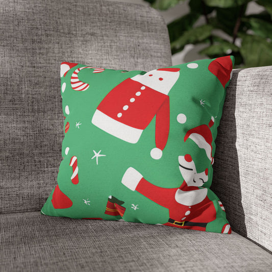 Festive Christmas Square Pillowcase in Soft Spun Polyester with Double-Sided Print