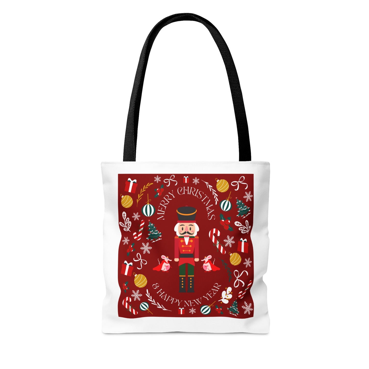Tote Bag – Nutcracker & Holiday Icons Design – Christmas Gift for Shoppers & Seasonal Outings