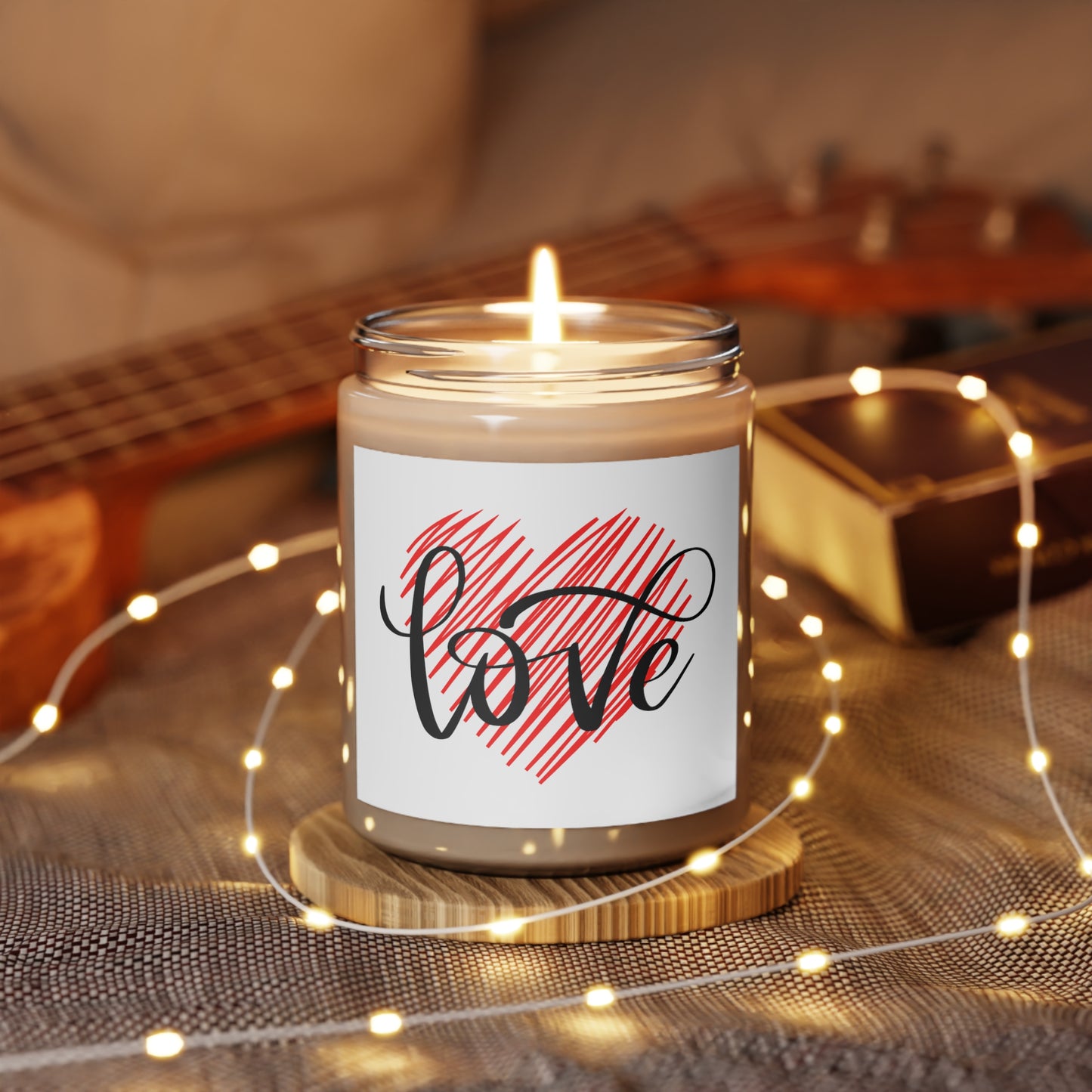 Gift for Her, Valentine's Scented Candle, Love with Heart in Red Printed Scanted Candles