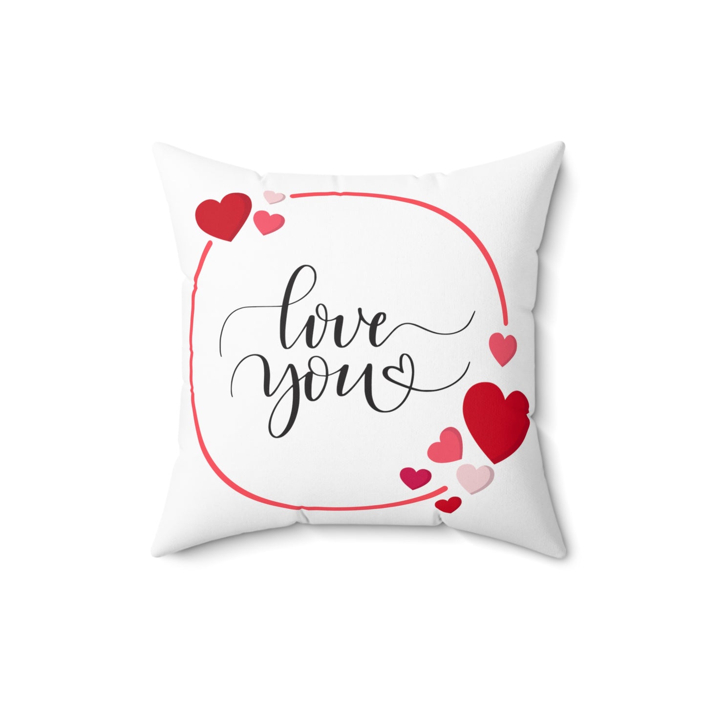 Love You Printed Valentine Spun Polyester Sqaure Pillow