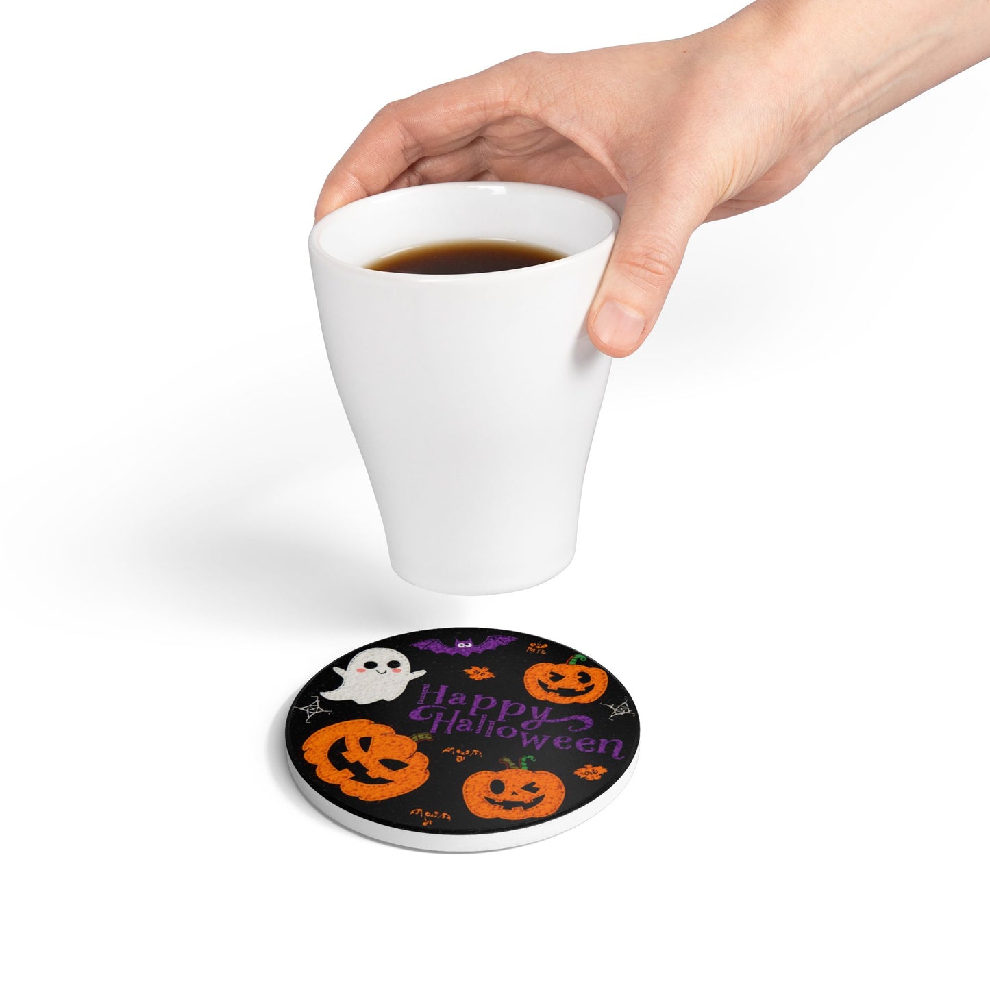 Halloween Ceramic Coaster with Ghost Design