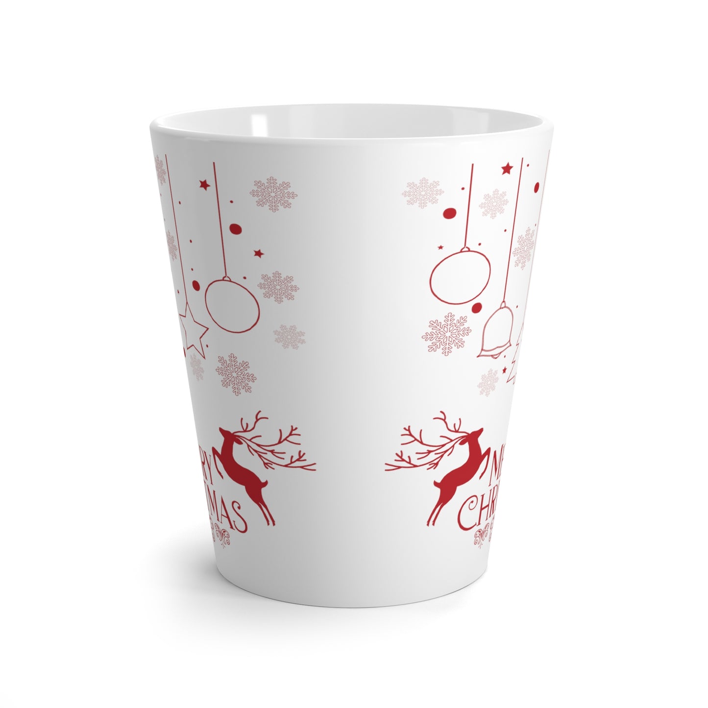 Merry Christmas Printed Lattee Mug, 12oz, Red