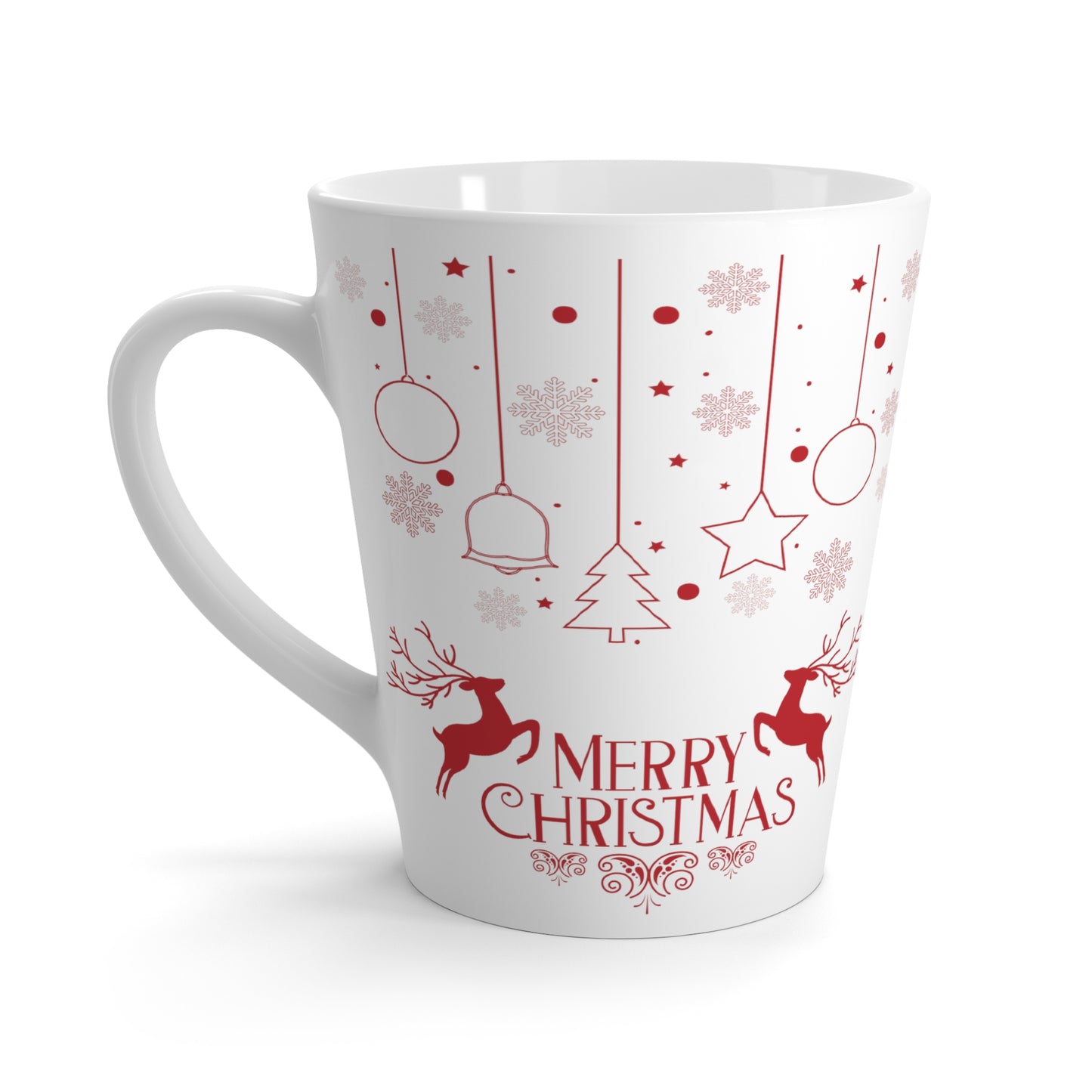 Merry Christmas Printed Lattee Mug, 12oz, Red